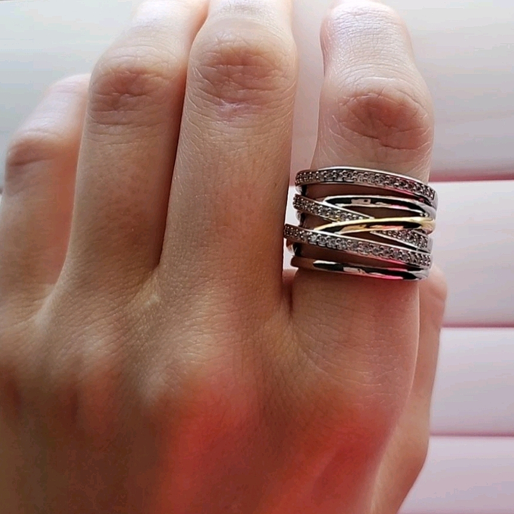 New Two Tone 925 Silver Ring - Picture 7 of 10